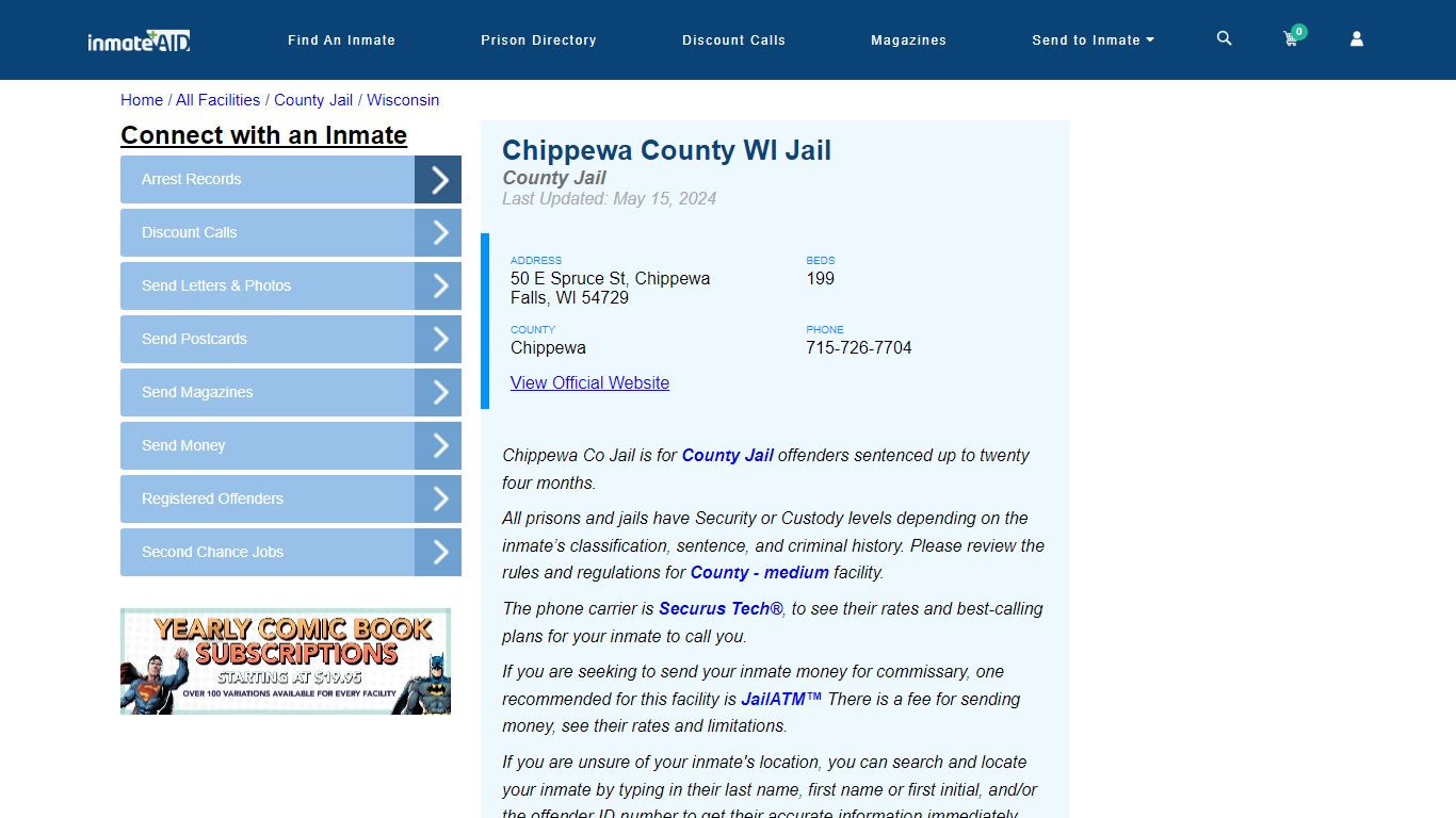 Chippewa County WI Jail - Inmate Locator