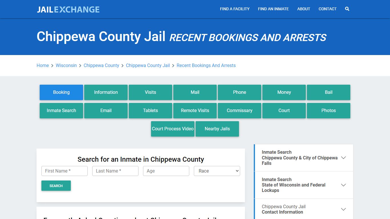 Chippewa County Jail WI Recent Arrests and Bookings